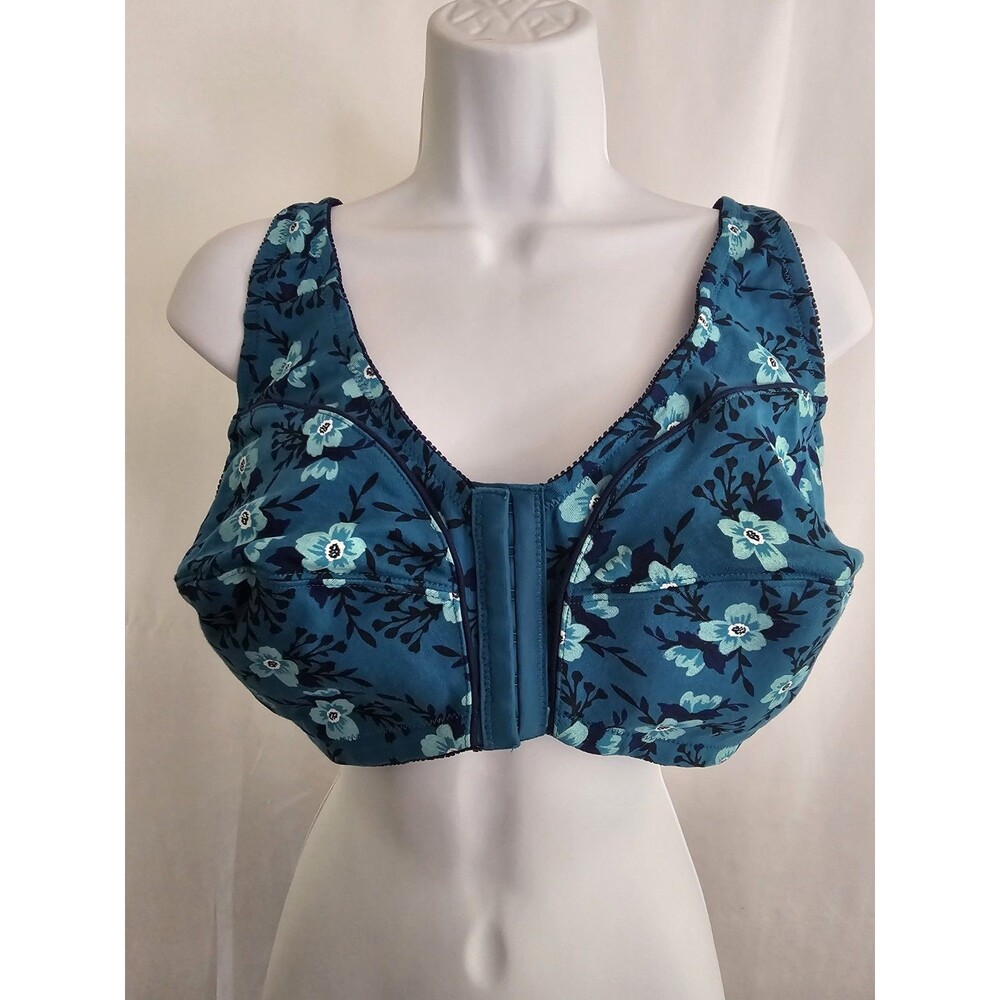 Comfort Choice Bra Women's Floral Front Closure Wireless Size 42C